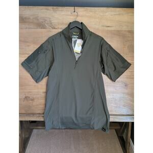 First Tactical Defender Shirt Mens Medium Green Stretch Short Sleeve 1/4 Zip NWT